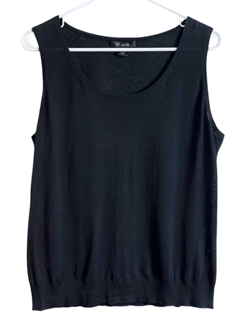 St John Thin Knit Wool Blend Black Tank Top